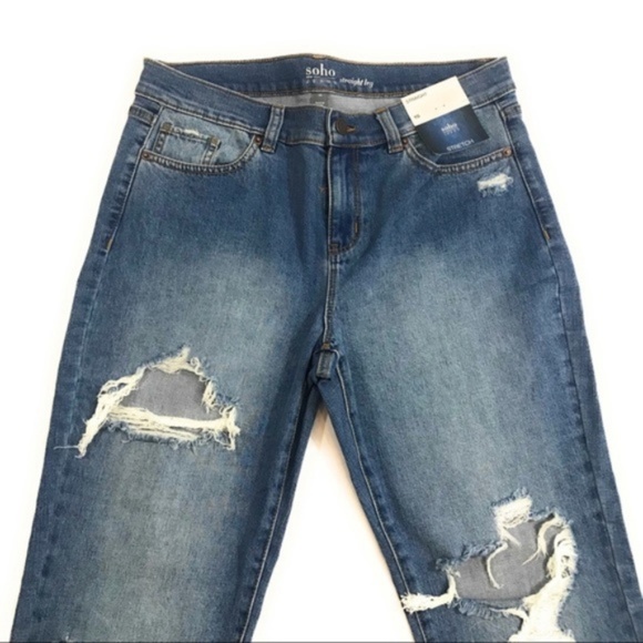 (SOLD) New York & Co. Distressed Straight Jeans - Picture 2 of 7